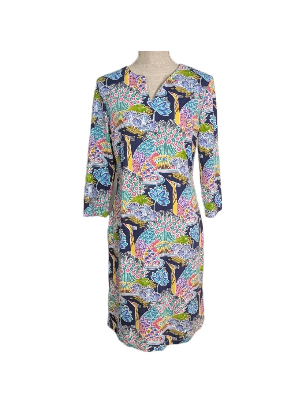 J. McLaughlin Floral Catalina Cloth Carly Dress Peacock Floral Women Size Medium